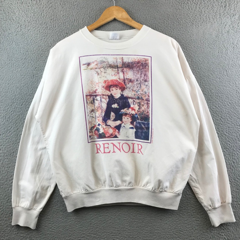 Vintage 80s Renoir Art Sweatshirt Mens Medium Painting Graphic Crewneck‎